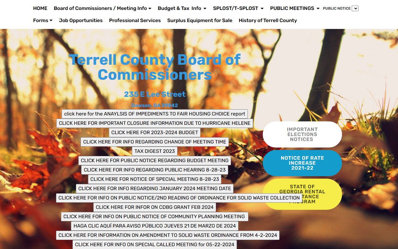 Terrell County quick contacts showing the jail and correctional institute separately