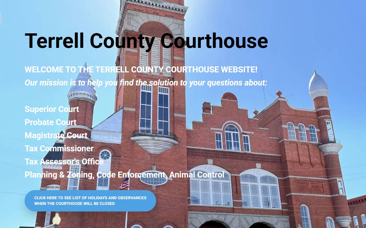 Terrell County court records after arrest courthouse office list