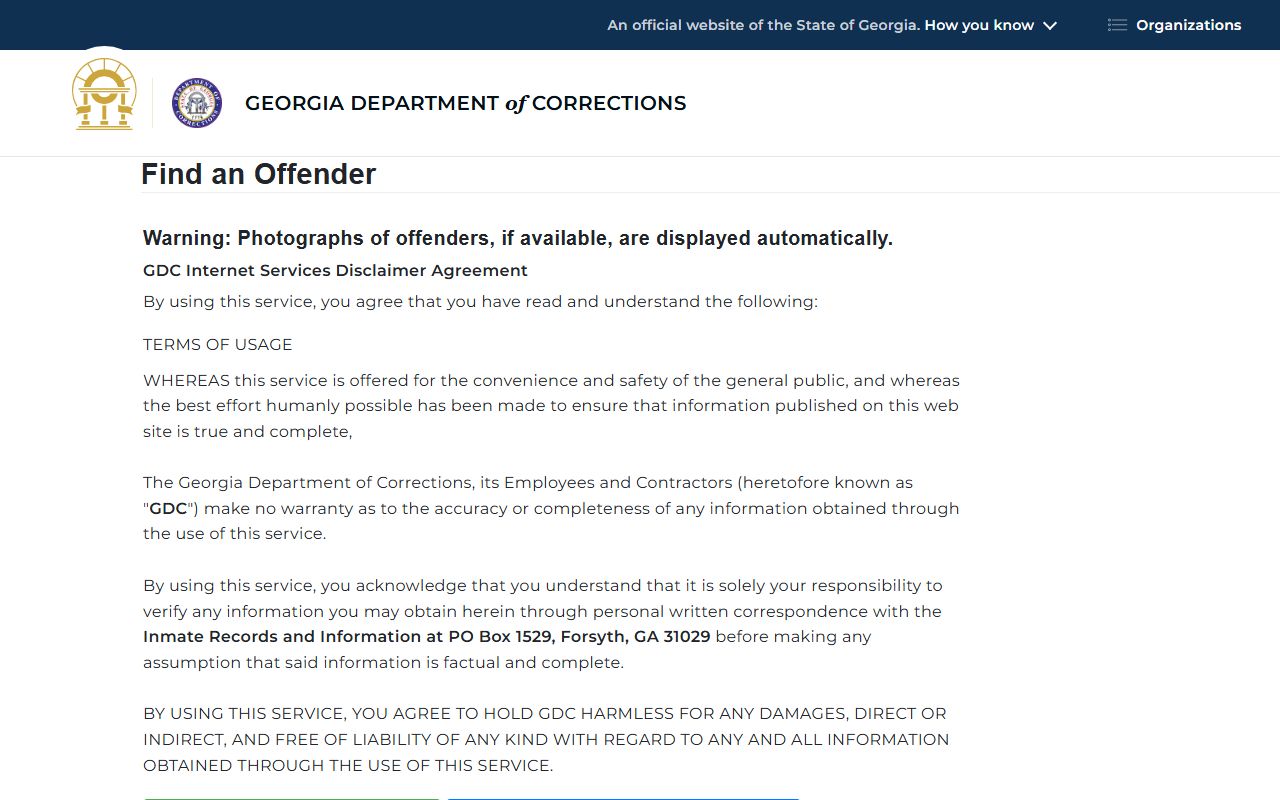 Terrell County state inmate search through GDC offender query
