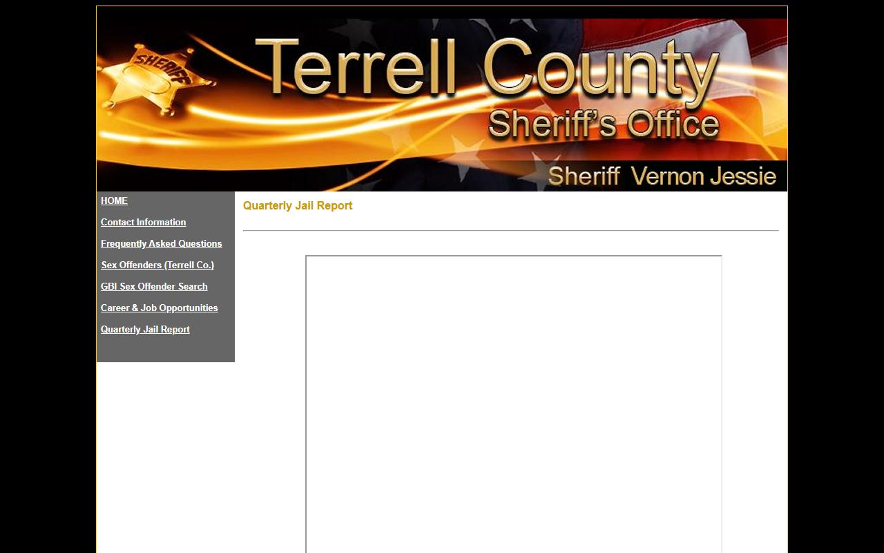 Terrell County inmate population quarterly jail report page